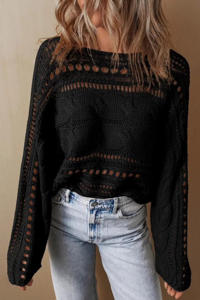 Black Bell Sleeve Sweater Top