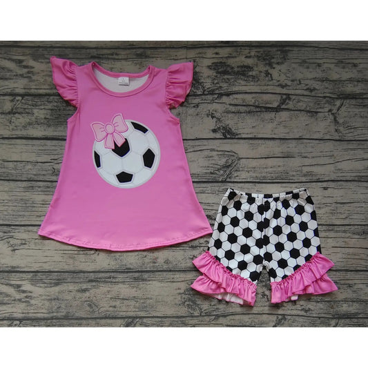 Pink Soccer Flutter Tunic Top & Ruffle Shorts